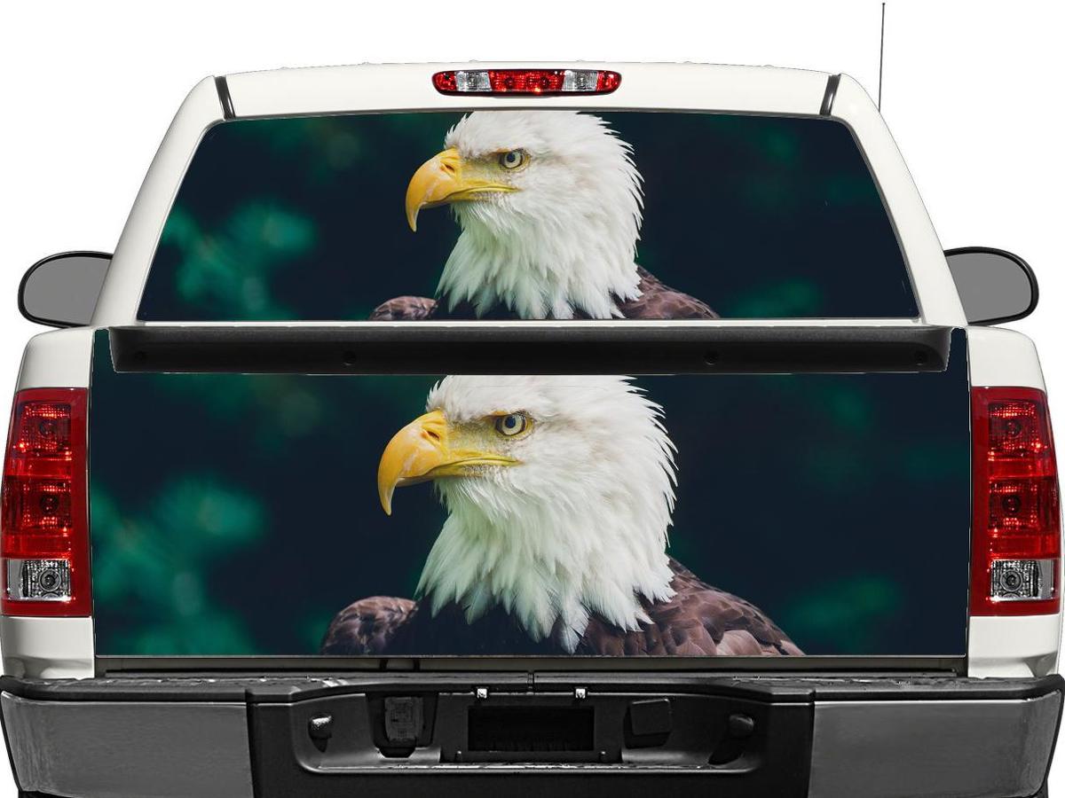 Adesivo in vinile con aquila calva americana per finestrino posteriore o portellone per pick-up e SUV