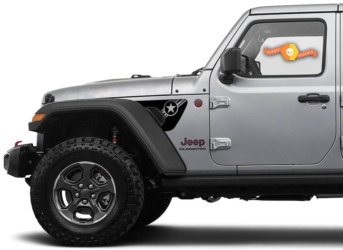 Adesivo in Vinile per Presa d'Aria Parafango Army Star per Jeep Gladiator Wrangler