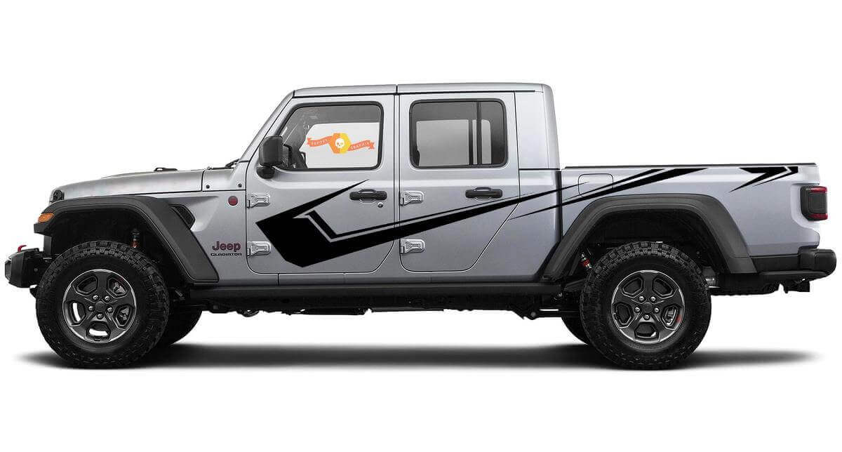 Kit di Adesivi in Vinile con Striscia Laterale Affilata Curva per Jeep Gladiator JT