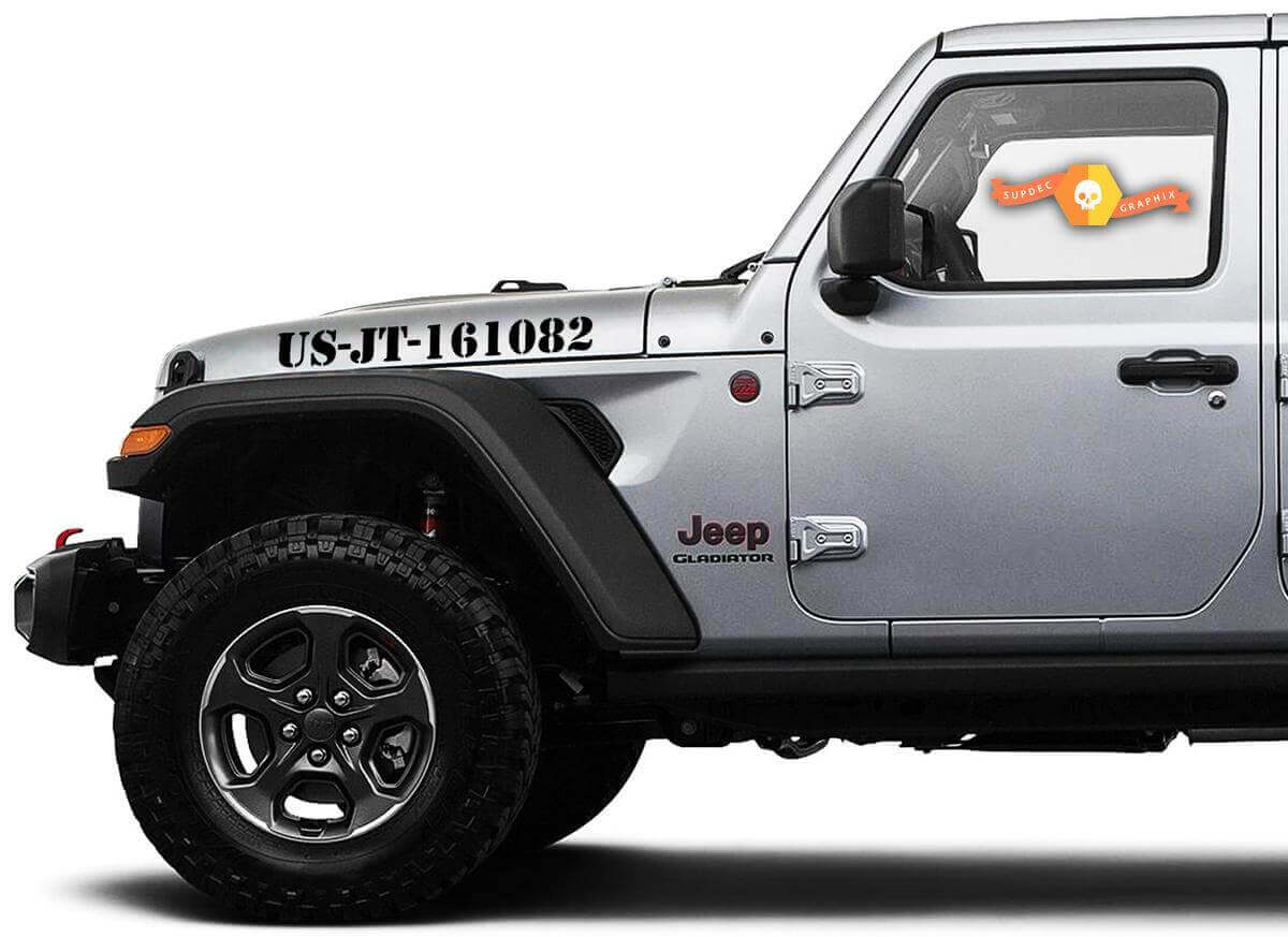 Kit Adesivi in Vinile Personalizzati per Cofano per Jeep Gladiator JT Wrangler JL JLU