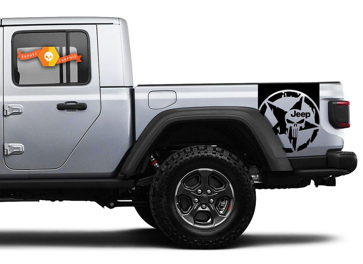 Paio di Jeep Gladiatore Strisce laterale Strisce Star Distrutto Destry Punisher Decalcomanie Vinyl Graphics Stripe Kit per il 2020-2021 per entrambi i lati