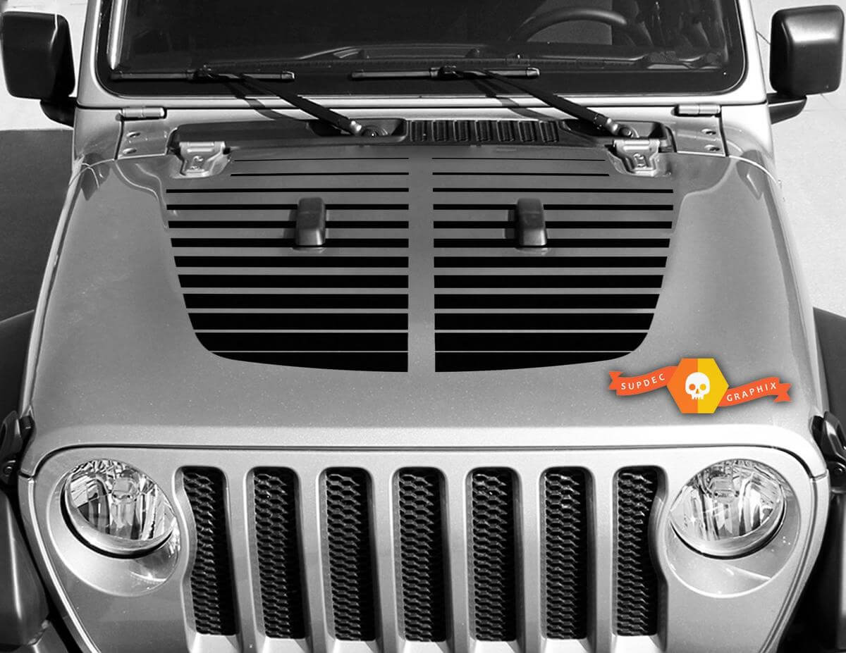 Linee Jeep Gladiator JT Wrangler Split JL JLU Hood style Adesivo decalcomania in vinile Kit grafico per 2018-2021
