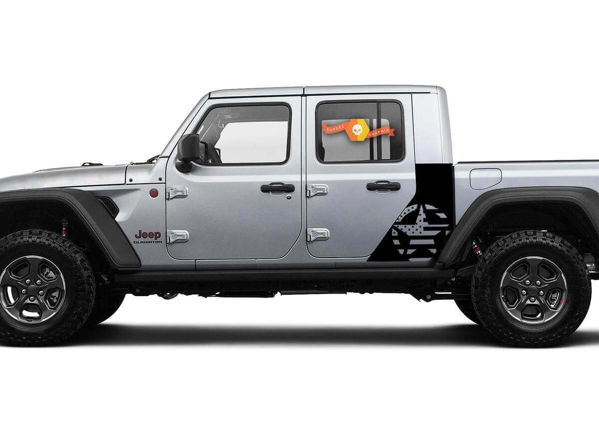 Adesivo in vinile laterale con bandiera USA stile stella per Jeep Gladiator