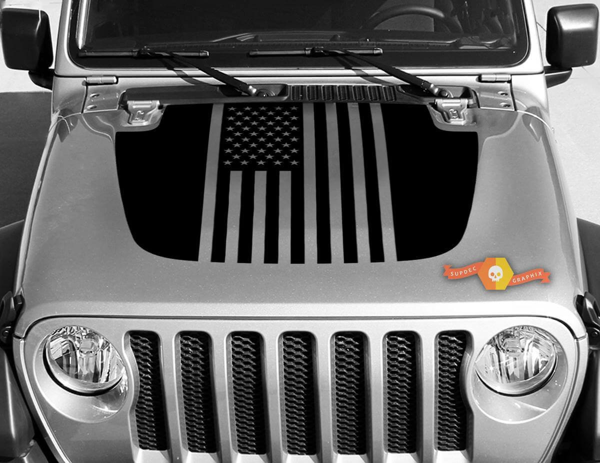 Adesivo in Vinile Bandiera USA per Cofano Jeep Gladiator e Wrangler