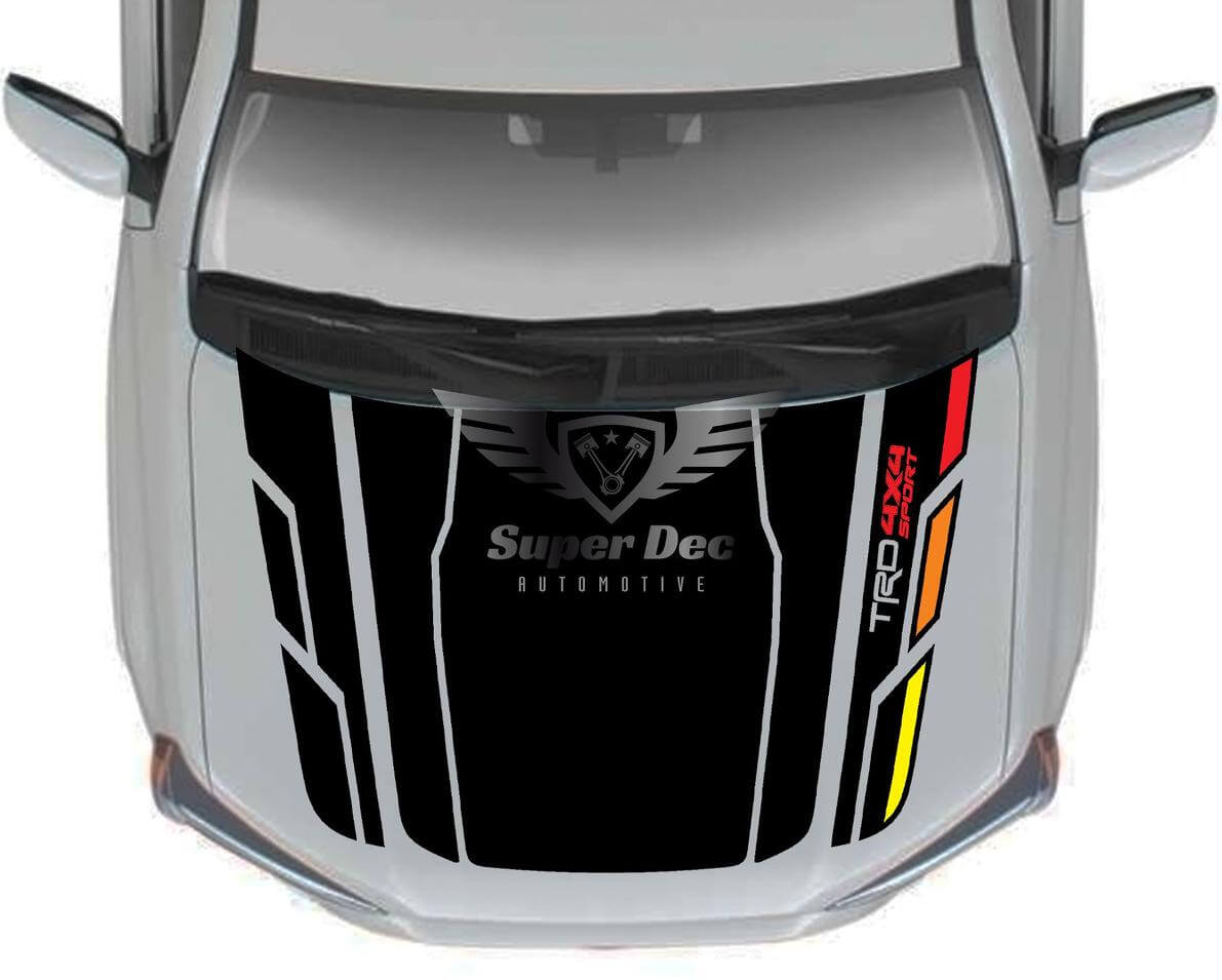 Adesivo in vinile per cofano stile vintage TRD 4x4 per Toyota 4Runner 5ª gen senza presa d'aria