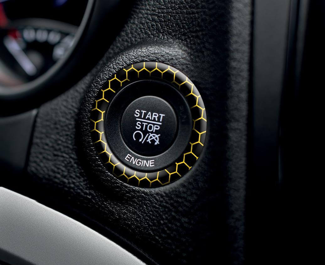 Adesivo Bombato Anello Pulsante Start a Nido d'Ape per Dodge Challenger Charger
