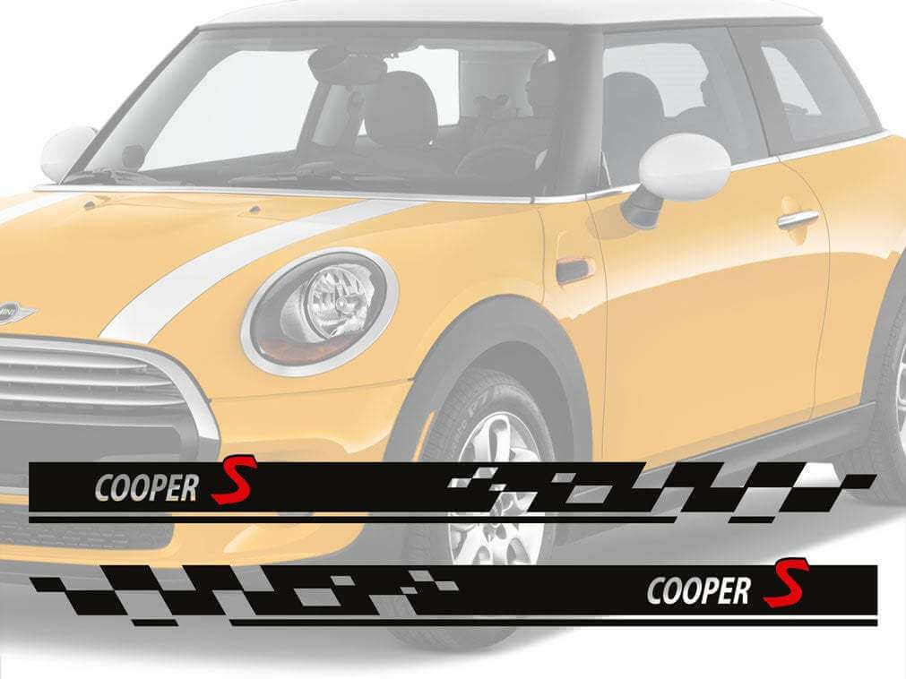 Kit Adesivi in Vinile Strisce Laterali a Scacchi Cooper S per Mini Cooper