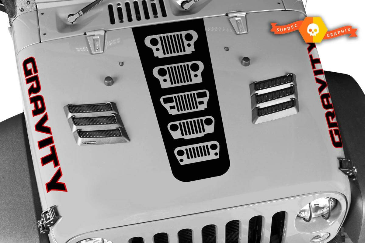 Kit di decalcomanie per cofano e fiancate Gravity Grille Evolution per Jeep Wrangler e Gladiator