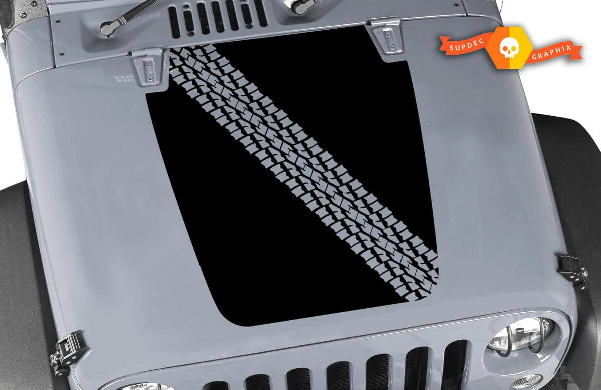 Adesivo in Vinile per Cofano Stile Blocco Traccia Pneumatico per Jeep Wrangler