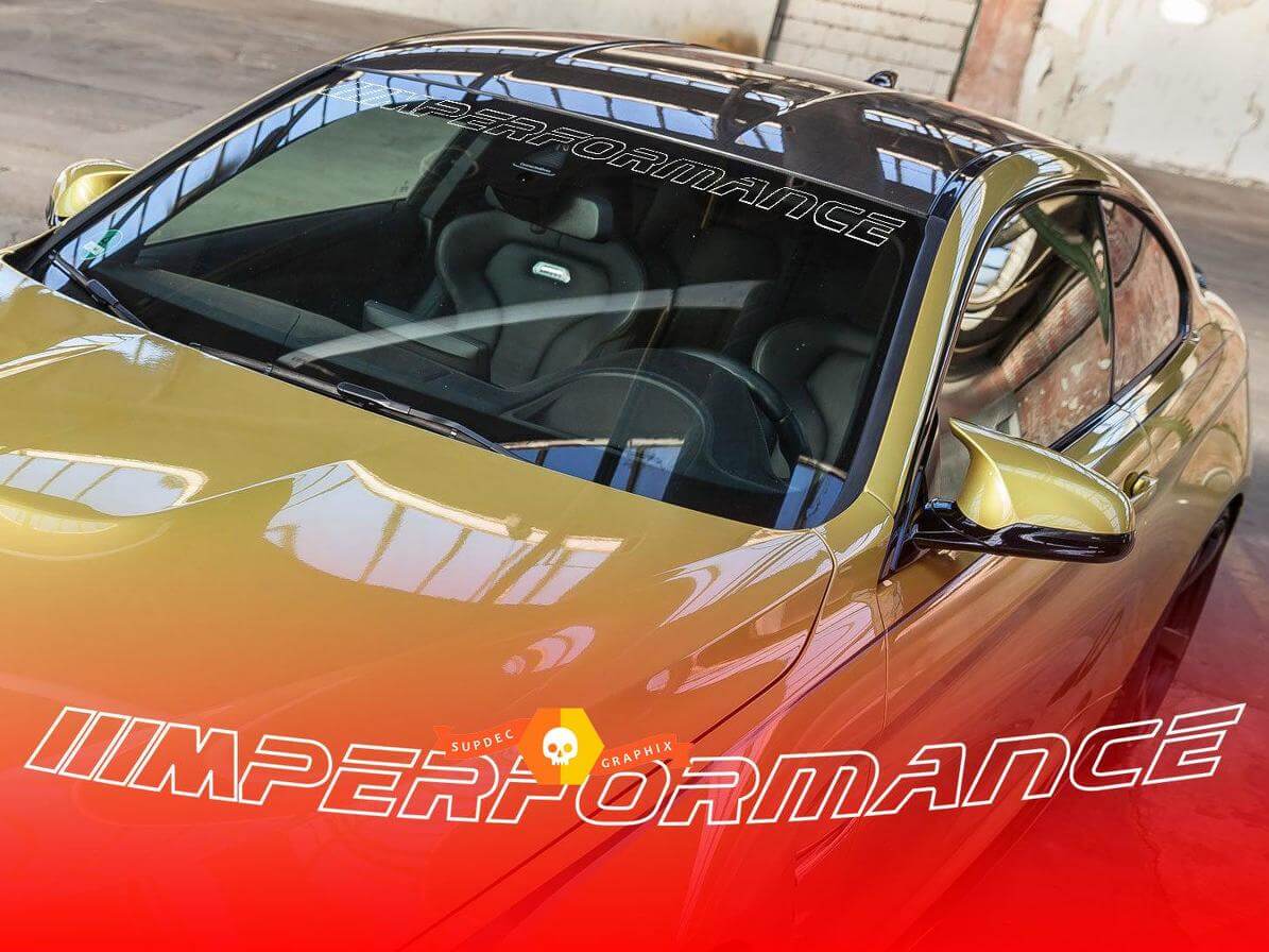 Adesivo in vinile con scritta contorno M Performance per parabrezza BMW