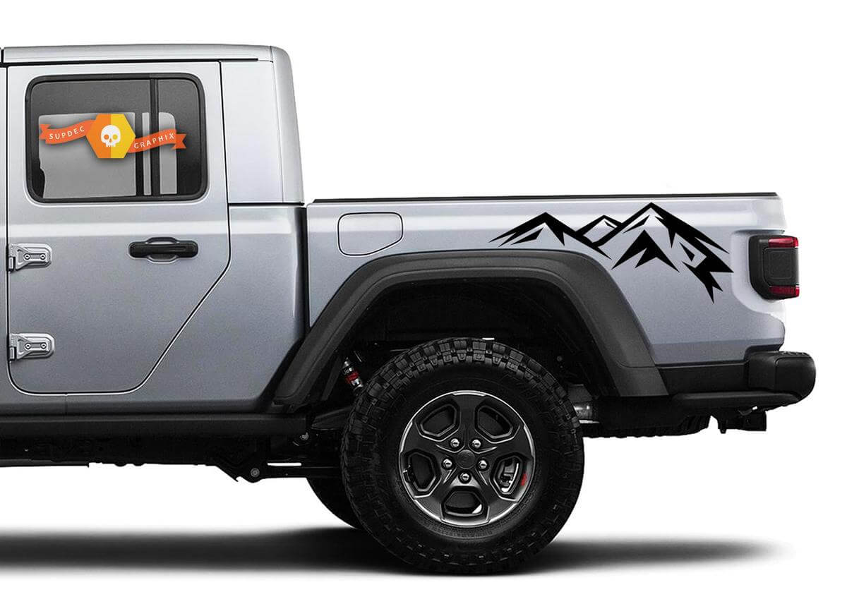 Jeep Gladiator 2 Side JT Small Mountain RangeSticker Decal Adesivo Decal Factory Style Body Vinile Strisce grafiche Kit 2018 - 2024
