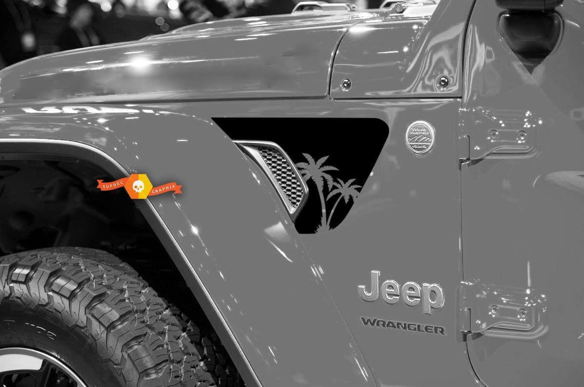 Adesivo in Vinile per Feritoia Aria Cofano Anteriore Palms per Jeep Wrangler 2018-2021