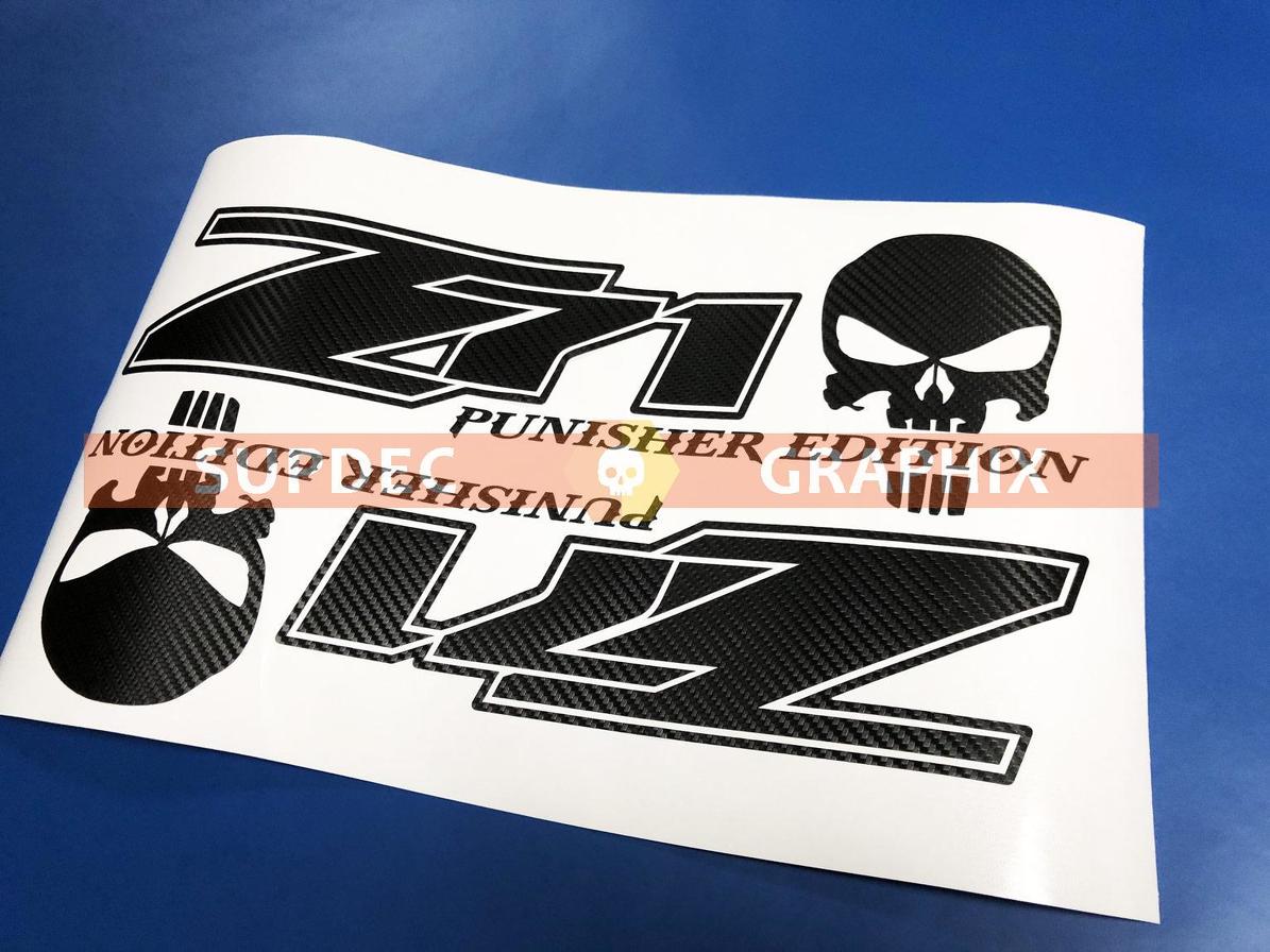 Paio di Z71 Punisher Edition 4x4 Off Road Vinyl Carbon Stickers Adesivi Decalcomanie Silveldo Chevrolet