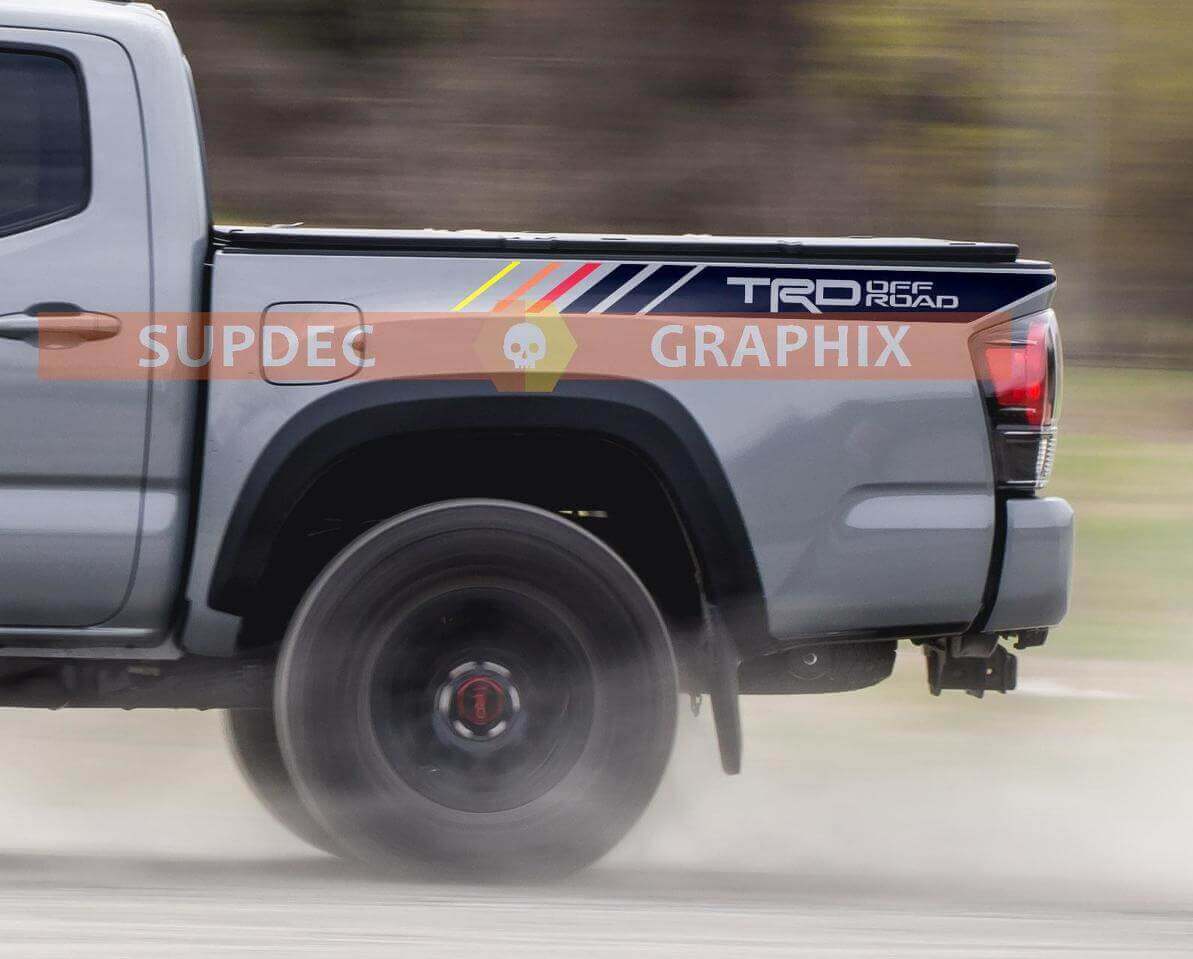 Adesivi in vinile TRD 4x4 Off Road per le strisce laterali posteriori per Toyota Tacoma Tundra