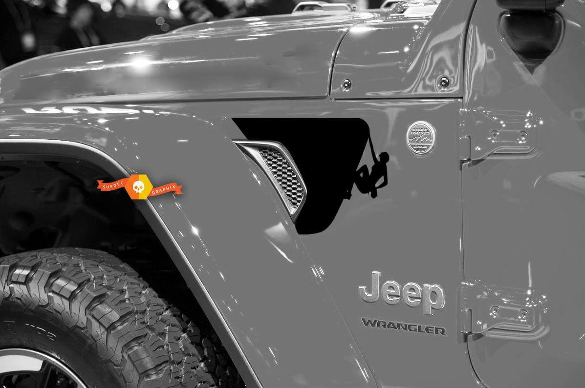 Coppia di Jeep Wrangler 2018 JL JLU USA Rock Climber Fender Vent Accent 2pc Vinile Adesivo Decalcomania Kit grafico per il 2018-2021 per entrambi i lati
