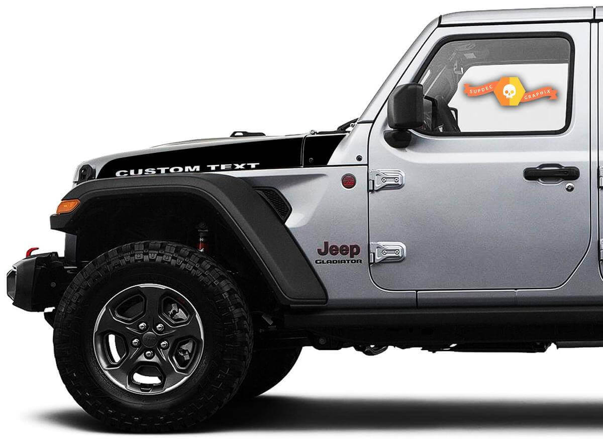 Kit adesivo in vinile con testo personalizzato per cofano a forma di lancia, coppia, per Jeep Wrangler Gladiator JT JL JLU