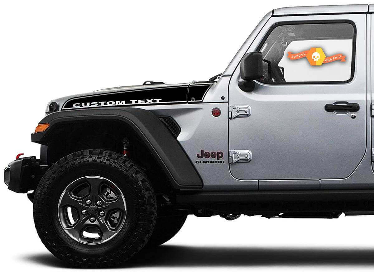 Strisce Contorno Testo Personalizzato Adesivo in Vinile Coppia per Jeep Wrangler Gladiator