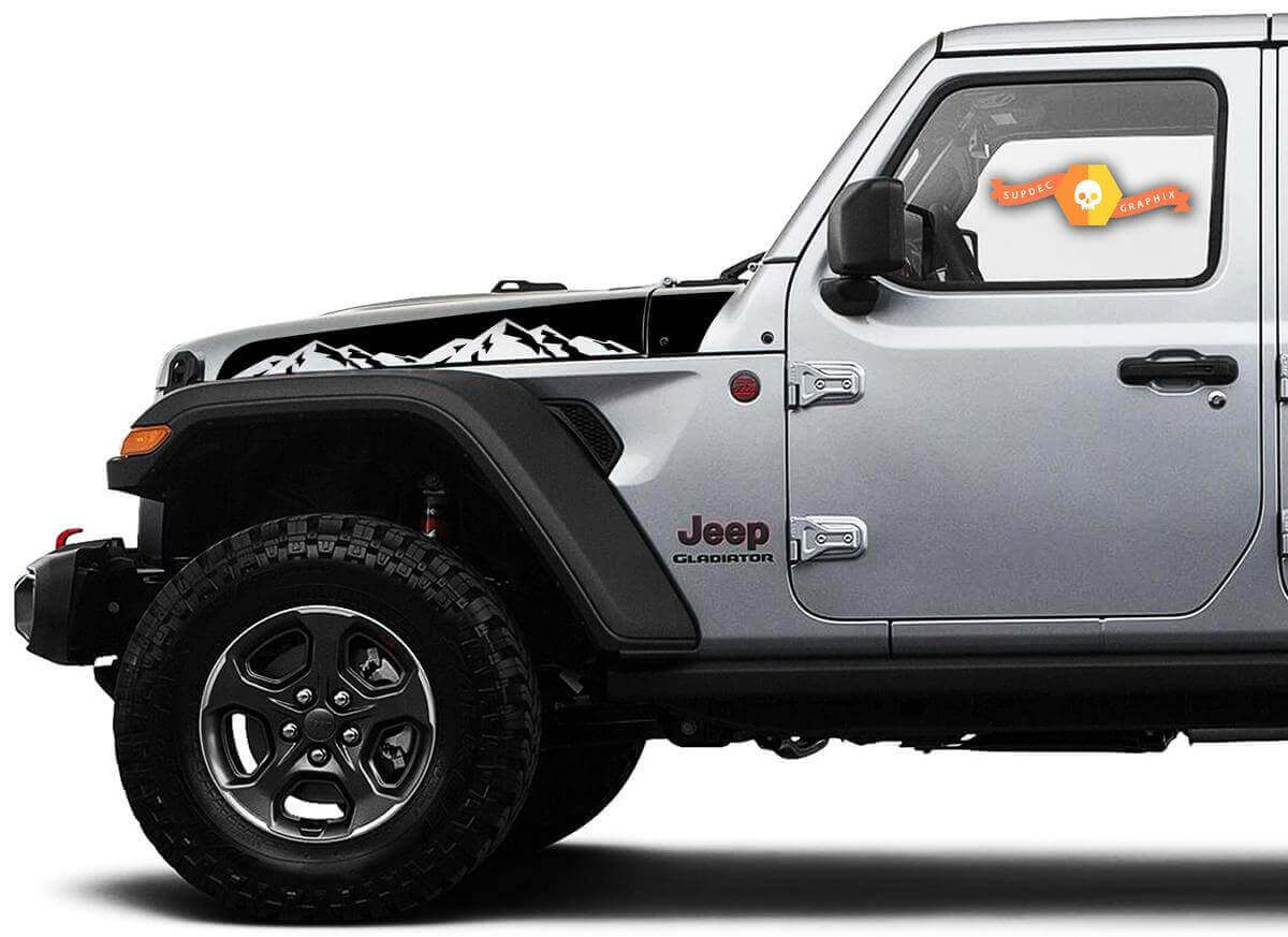 Coppia di Adesivi in Vinile con Strisce sul Cofano per Jeep Wrangler e Gladiator