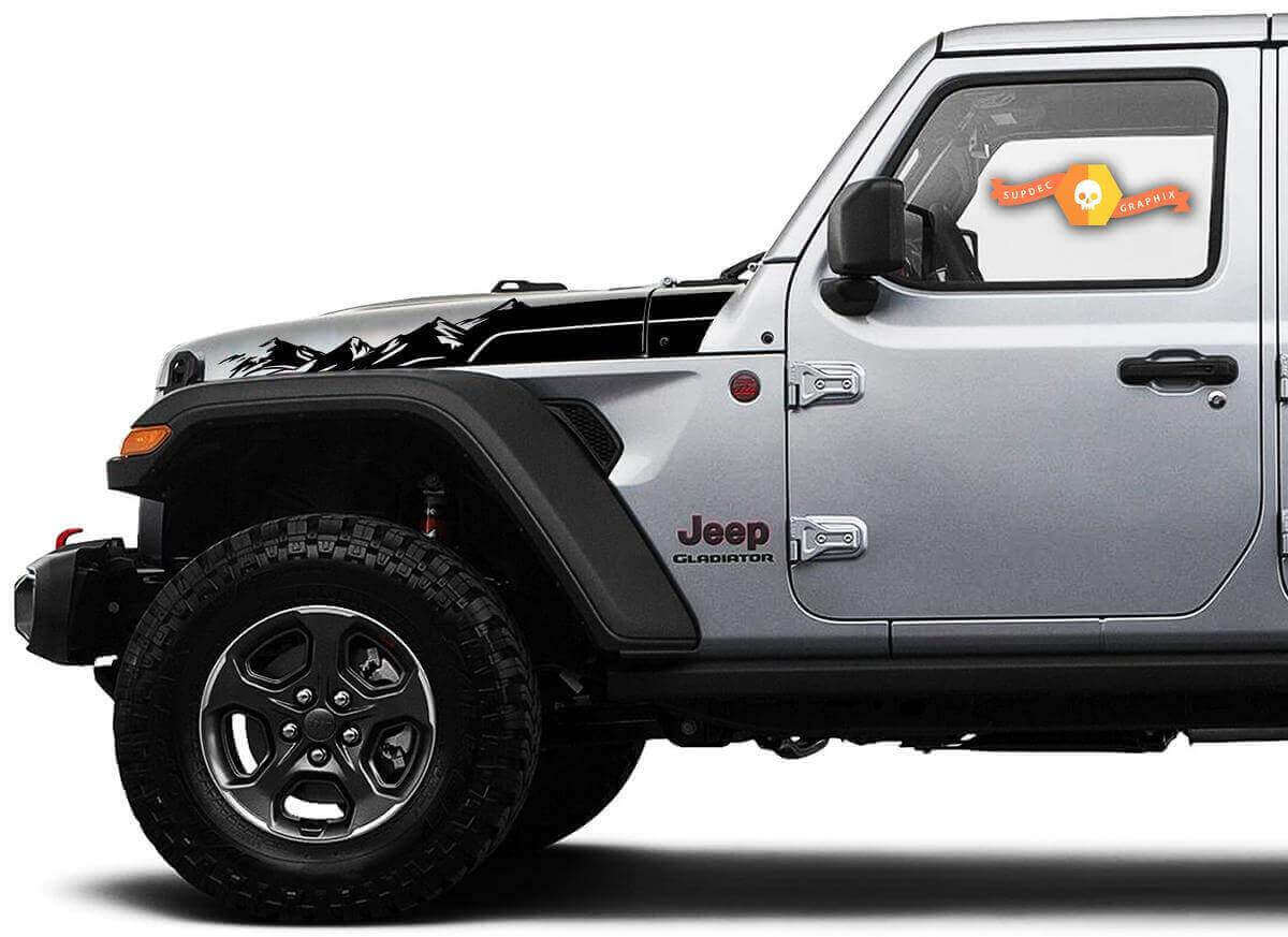 Kit adesivi in vinile a strisce per cofano montagna per Jeep Wrangler Gladiator Rubicon