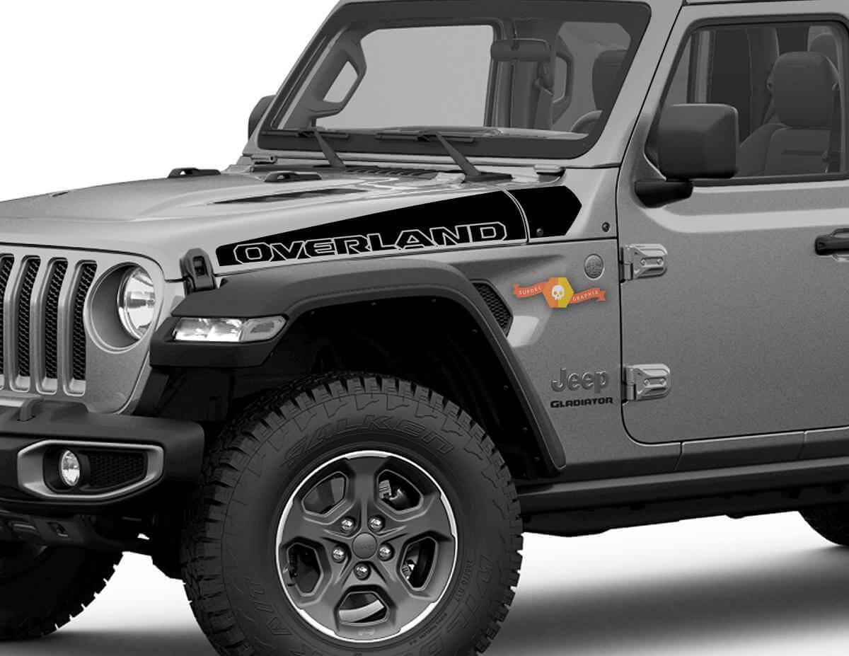 Set di Adesivi in Vinile Overland Outline per Cofano per Jeep Wrangler Gladiator Rubicon