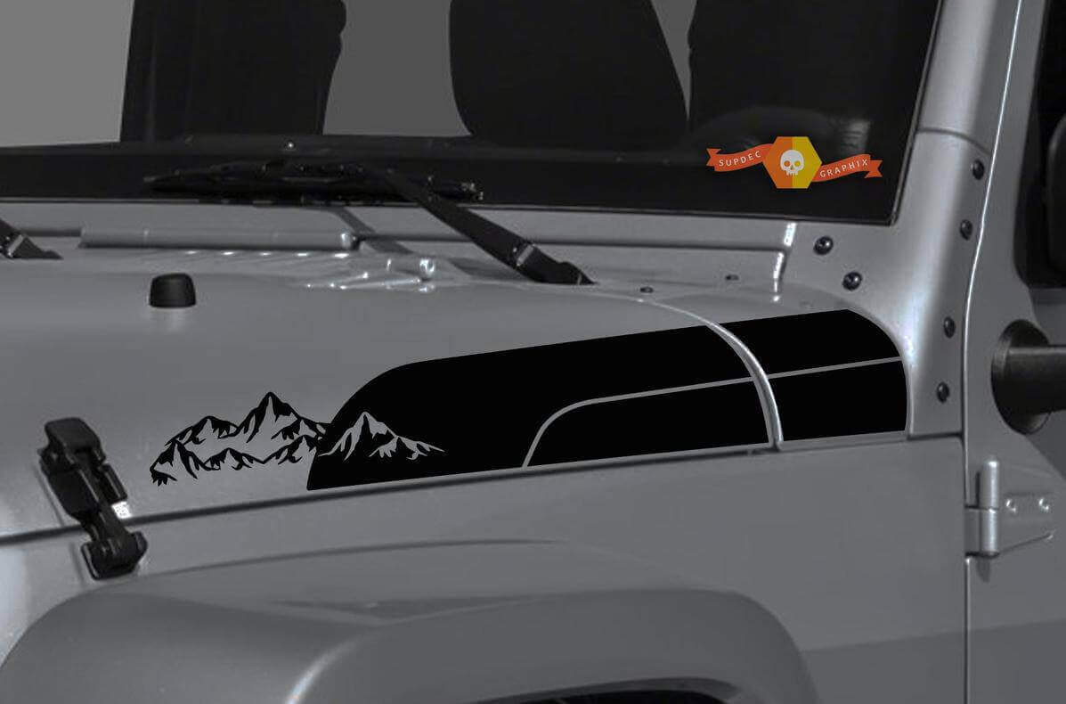 Kit di Adesivi Laterali per Cofano Mountains per Jeep Wrangler Gladiator