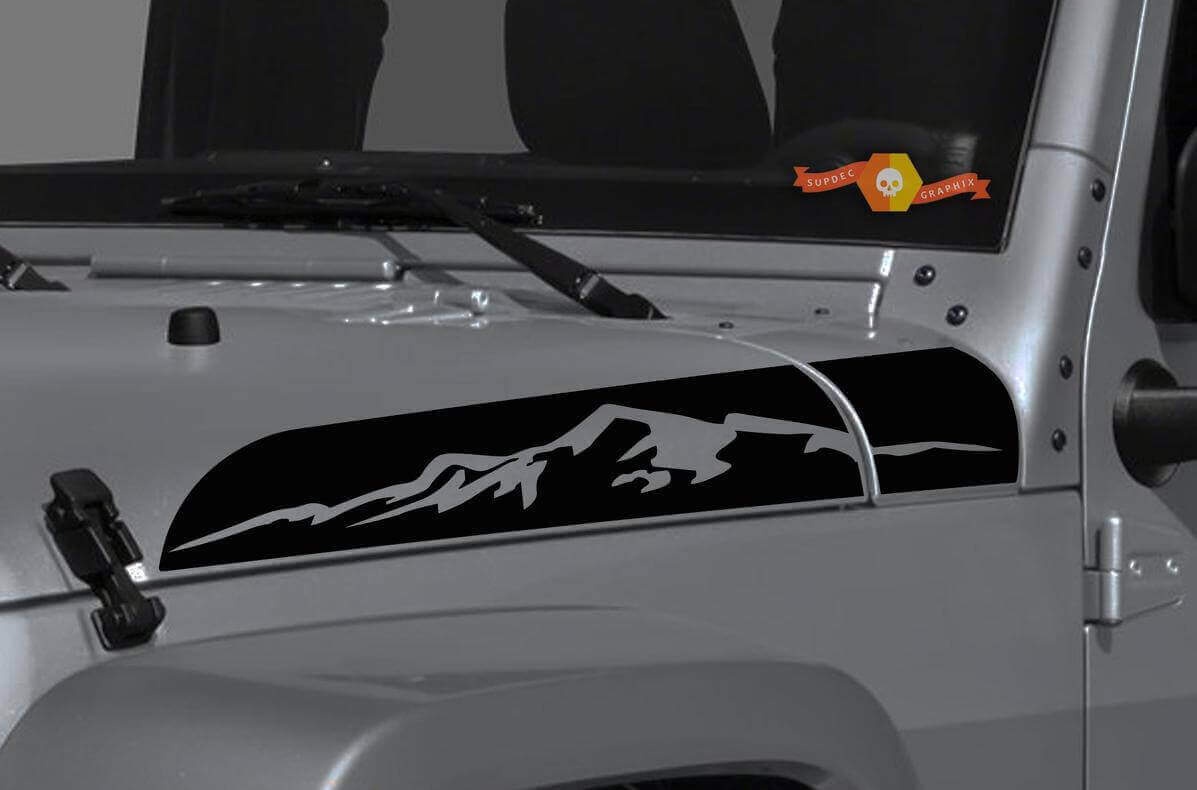 Set di Adesivi in Vinile con Montagna per Cofano per Jeep Wrangler e Gladiator