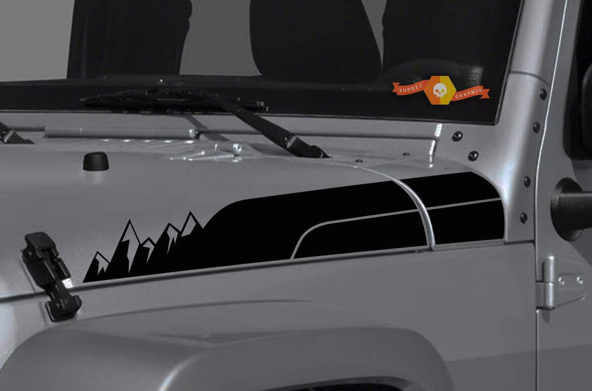 Adesivo in Vinile per Cofano Montagna per Jeep Wrangler Gladiator Rubicon JT JL JLU