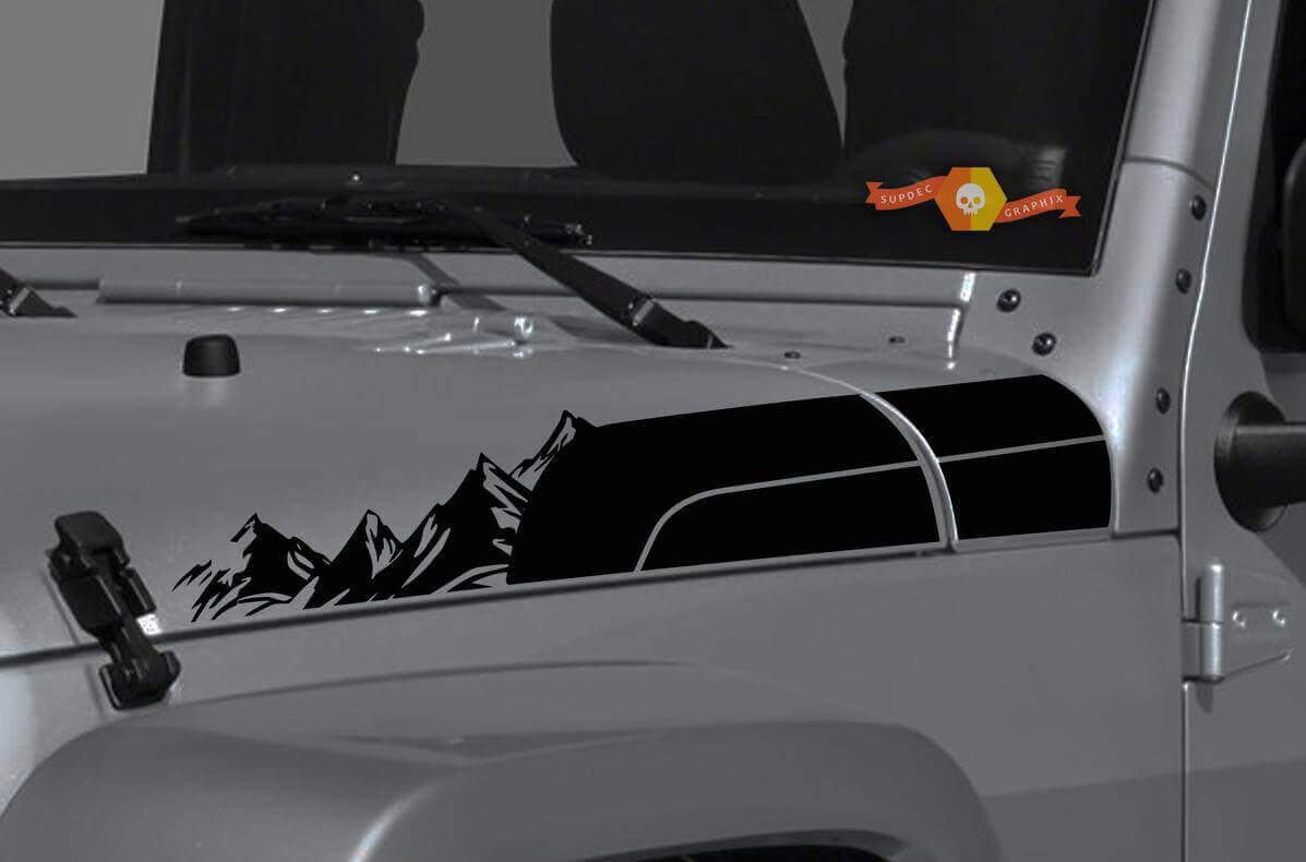 Kit di Adesivi in Vinile per Strisce Laterali Cappuccio Mountain Style per Jeep Wrangler Gladiator