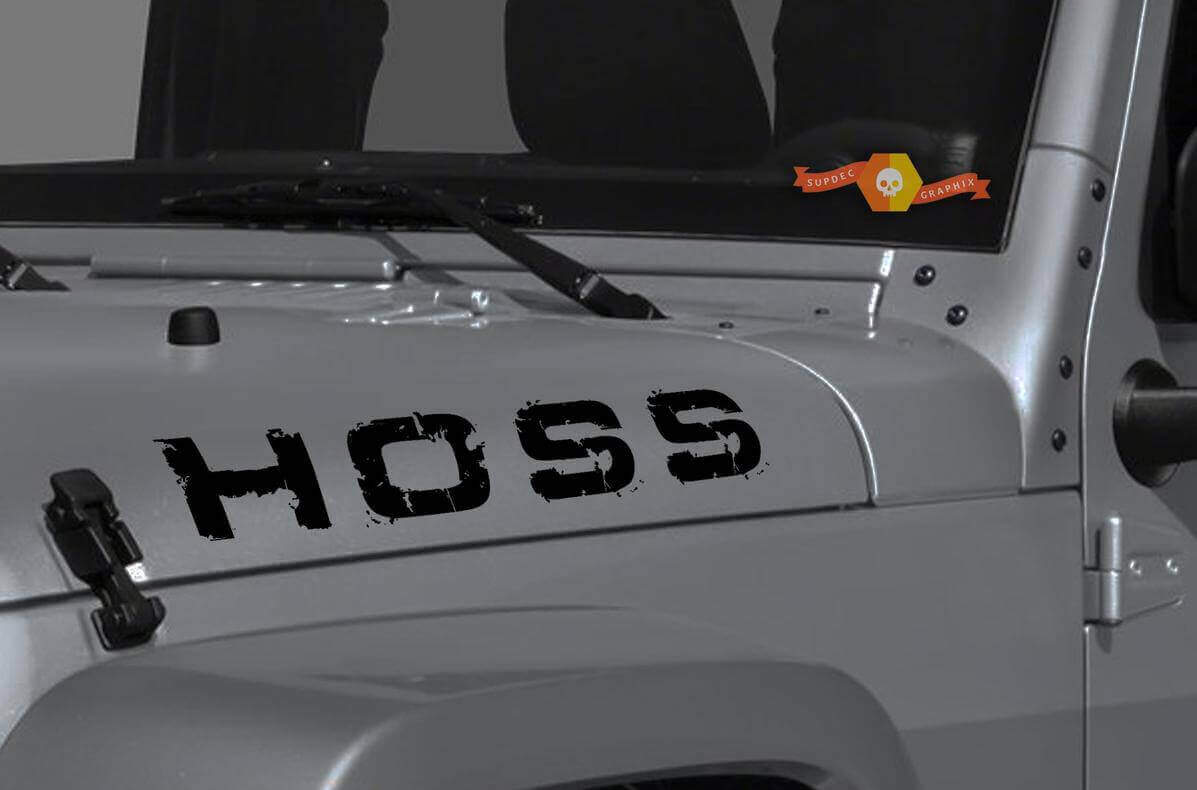 Set Adesivi in Vinile Per Cofano Logorato HOSS per Jeep Wrangler & Gladiator