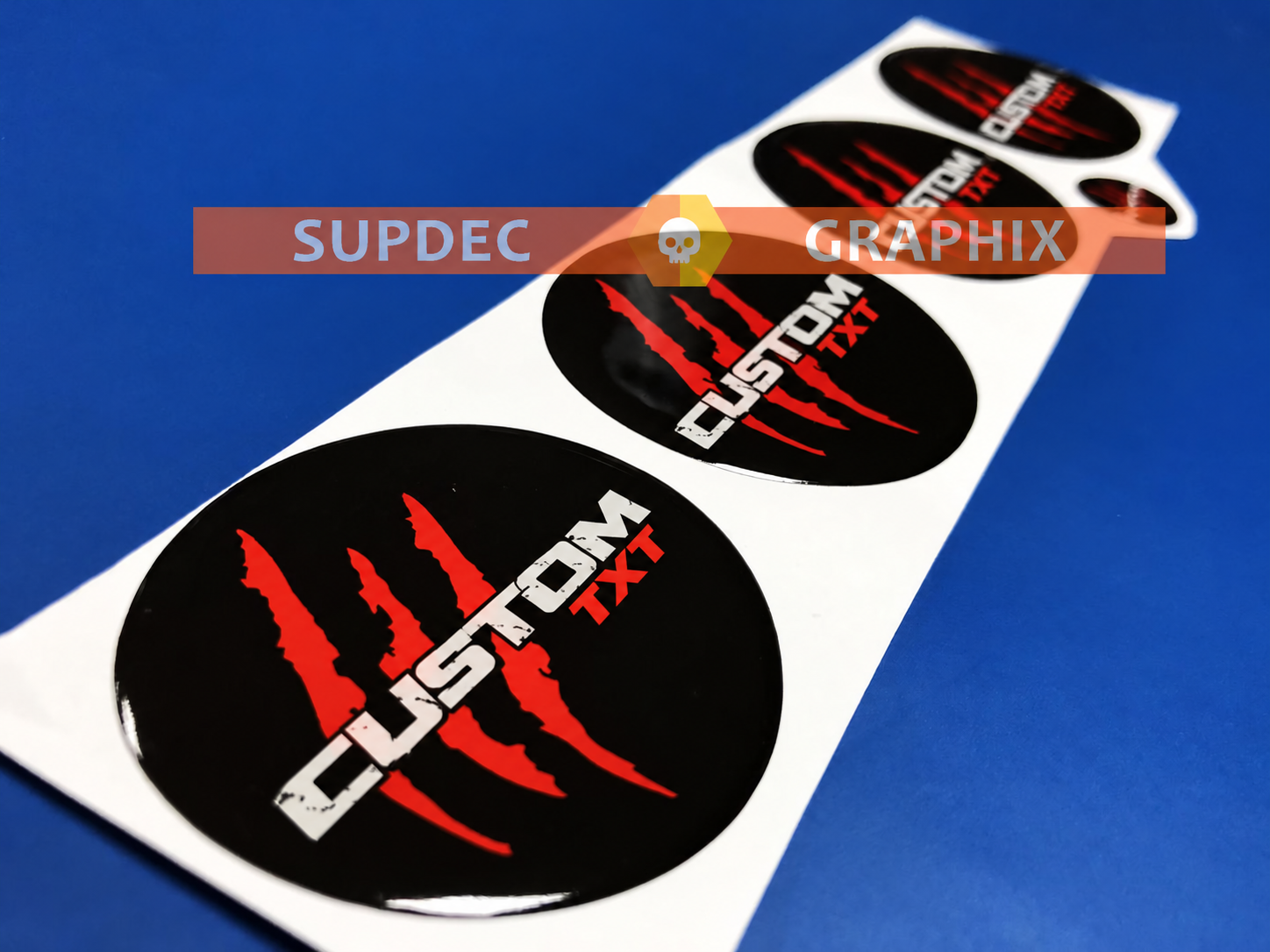 Raptor SVT Style Red Claw Custom TXT 60mm Domed Set — Adesivo in vinile (centro ruota)