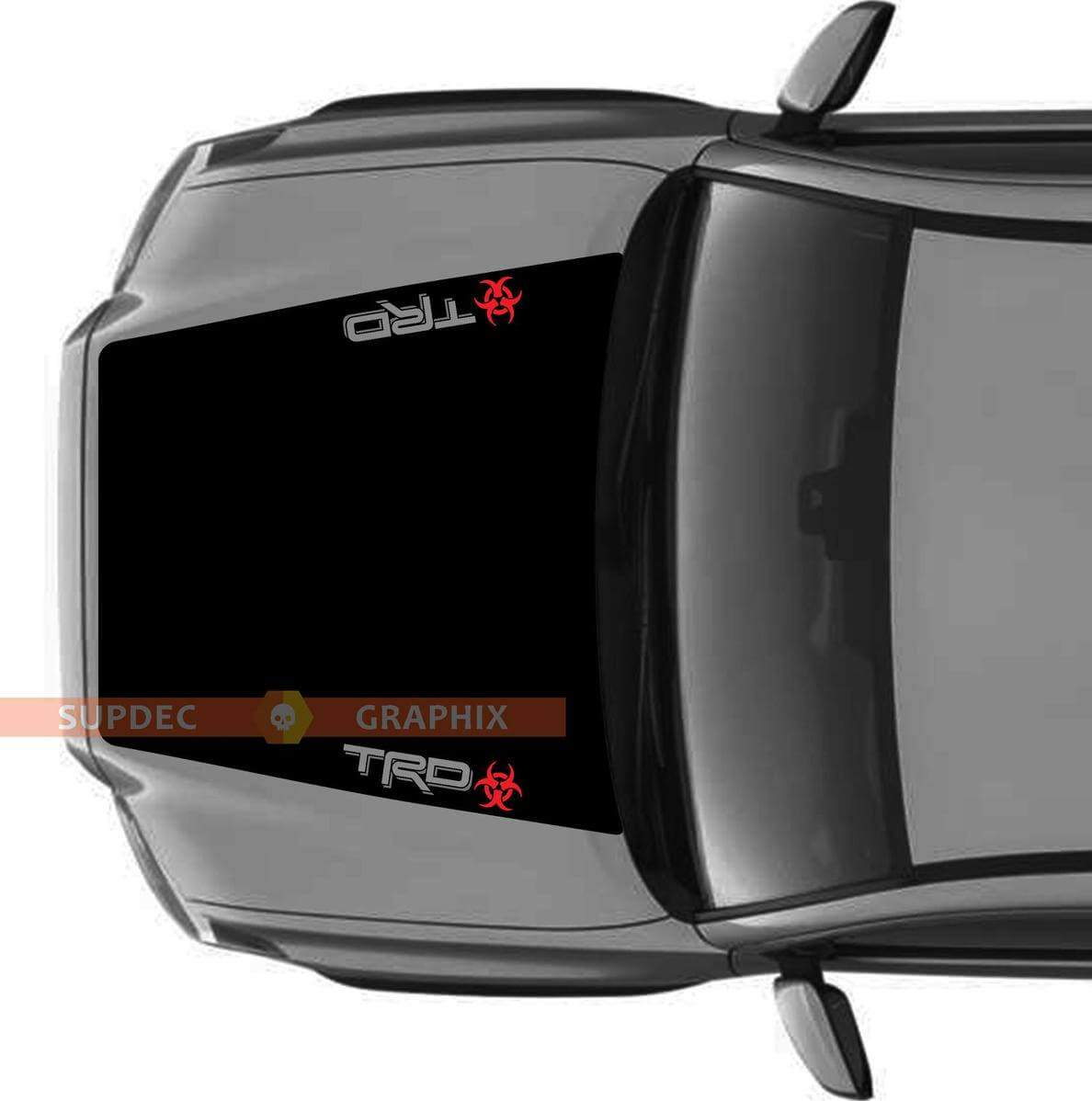 Molto enorme TRD 4x4 PRO Sport Off Road NO SCOOP! Decalcomania per adesivi in ​​vinile per cofano a rischio biologico adatta ai modelli Toyota Tacoma 2016-2021

