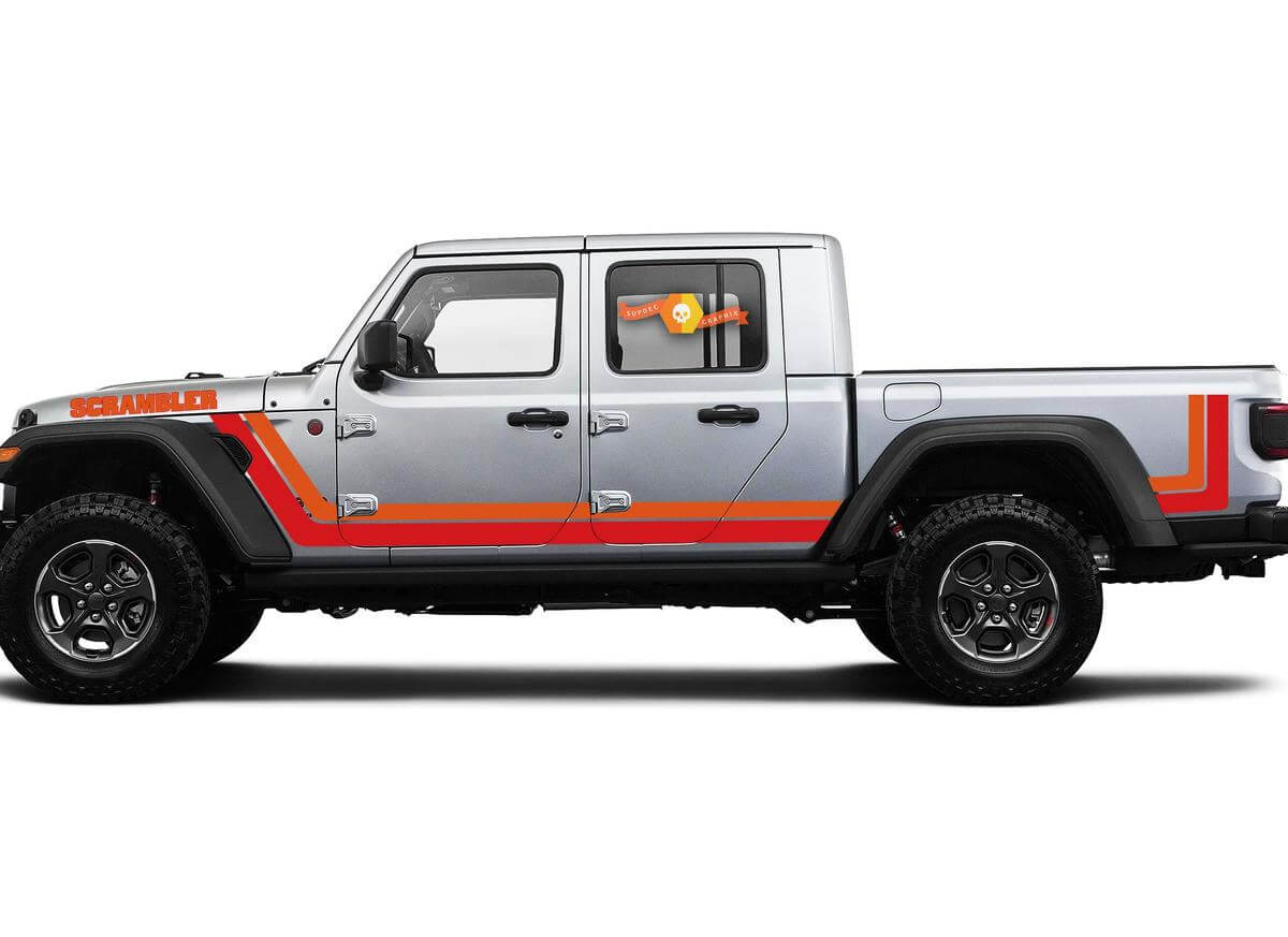Kit di Adesivi Laterali in Vinile Stile Vintage Scrambler per Jeep Gladiator