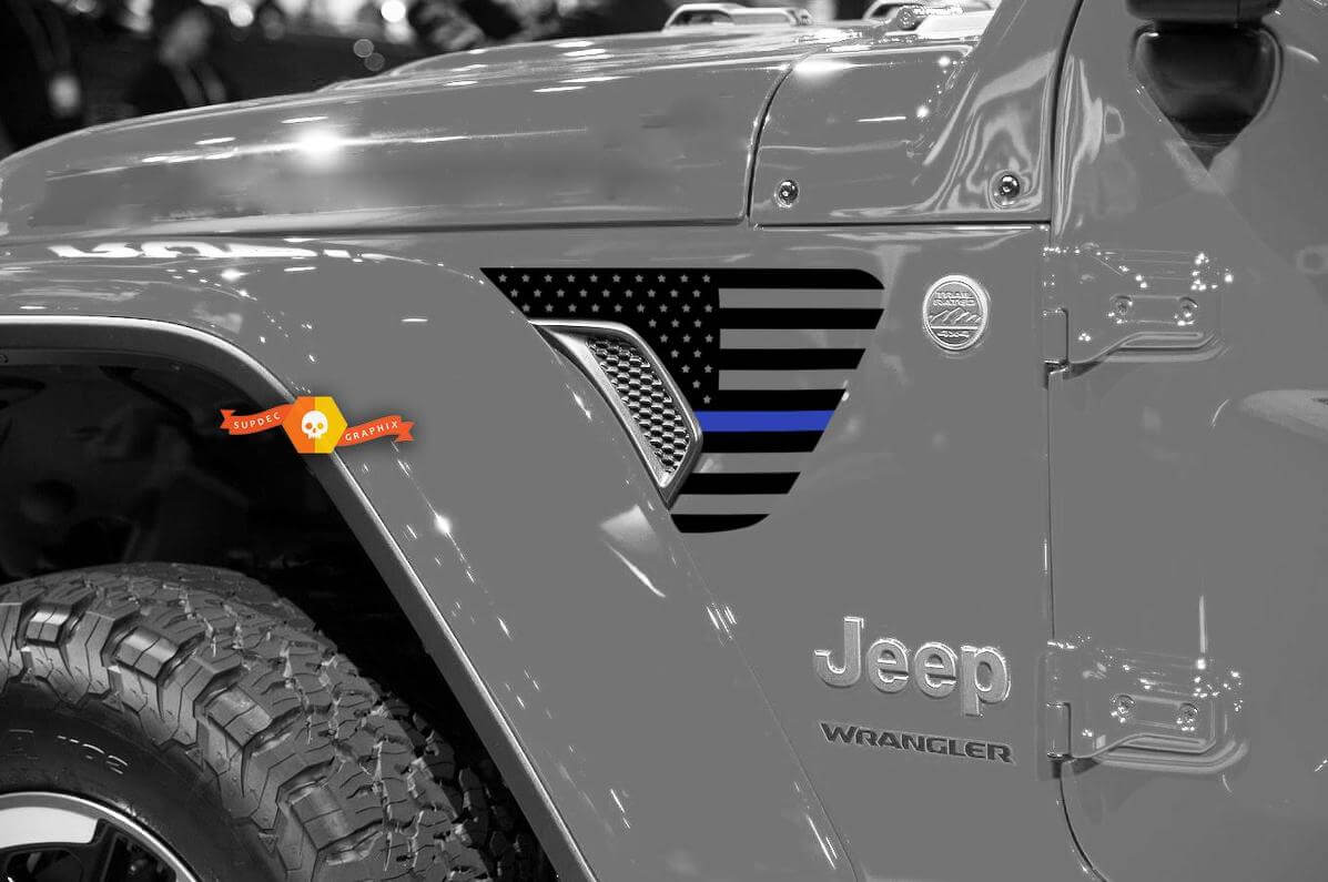 Adesivo in vinile decalcomania con bandiera americana e linea blu per passaruota Jeep Wrangler 2018-2021