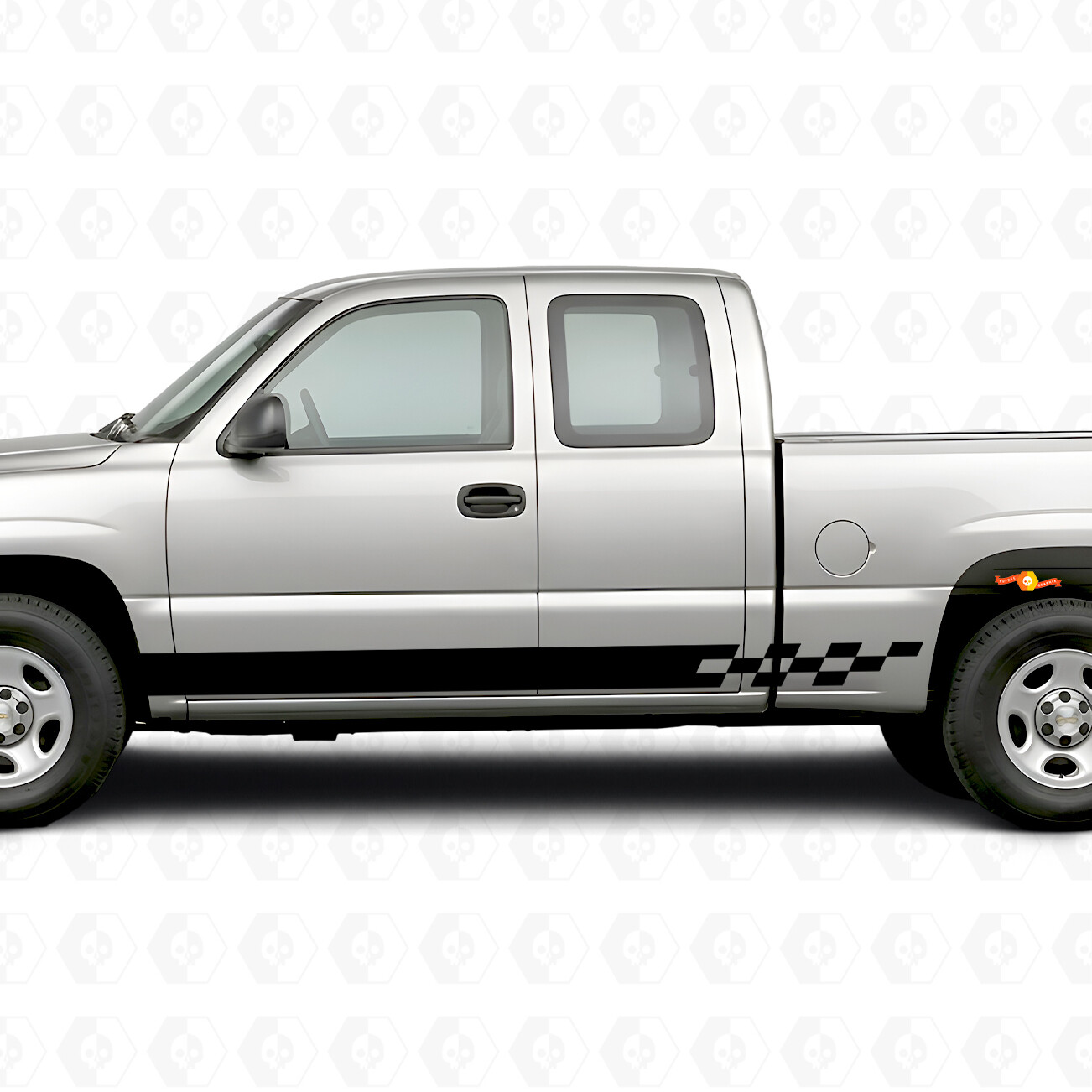 Strisce Viniliche a Scacchiera per Porta e Pannello Parapiede per Chevrolet Silverado 1500 GMT800 1999-2007