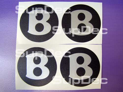 Set di 4 Adesivi Coprimozzo Centrali Ruota Stile Bentley Nero Argento B