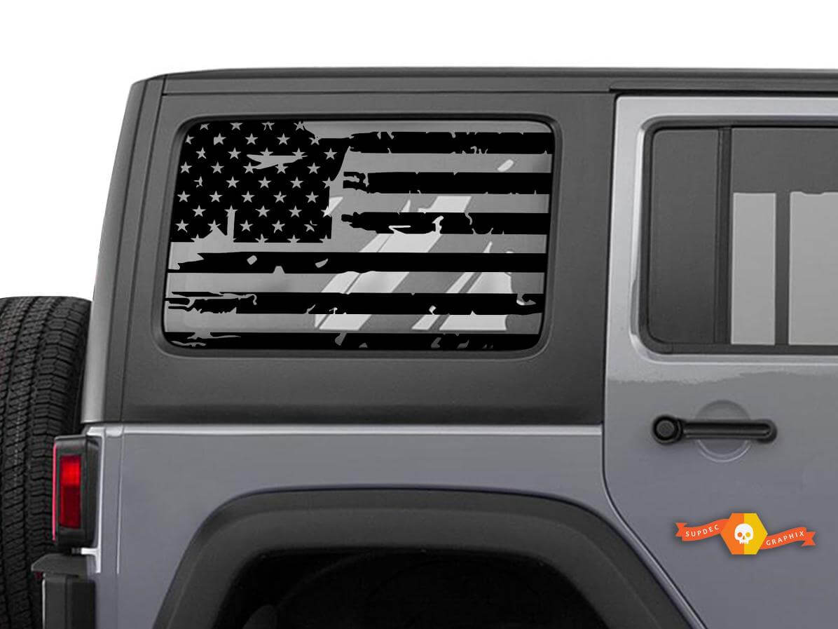Adesivo in vinile per finestrino posteriore con bandiera USA sbiadita per Jeep Wrangler