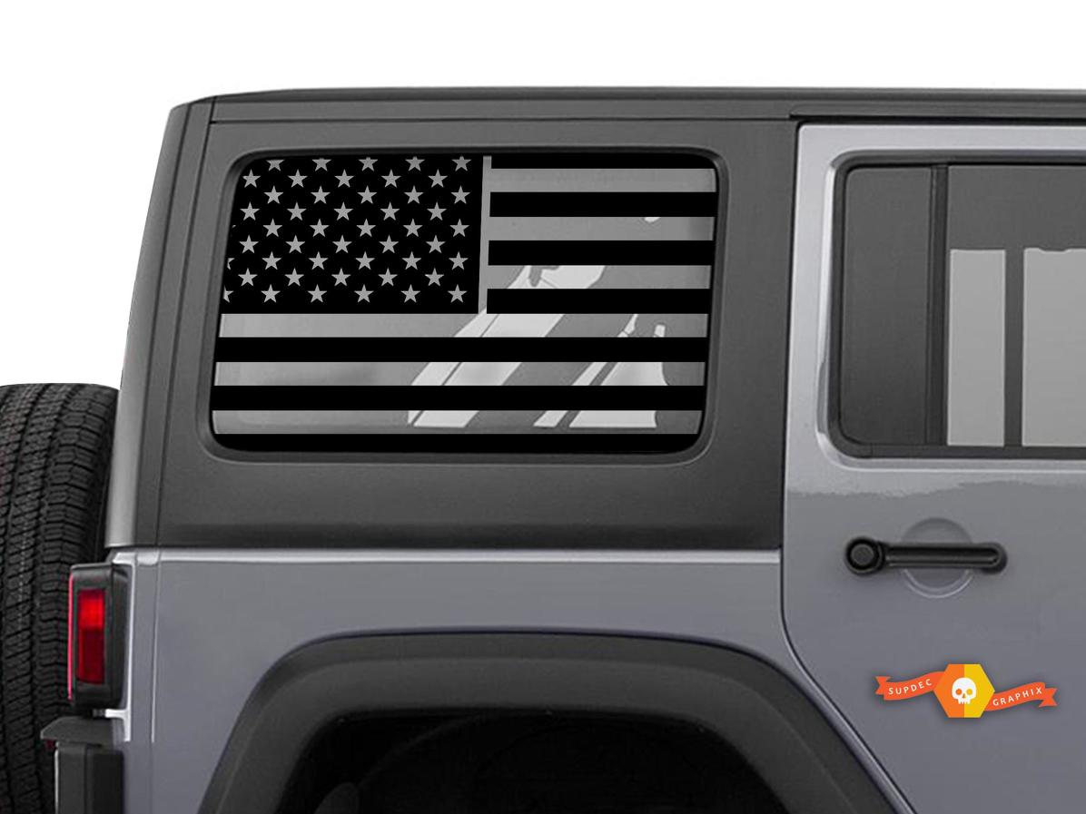 Jeep Wrangler Jk & JL Bandiera americana finestra Hardtop Set vinile adesivo decalcomania 2007-2019
