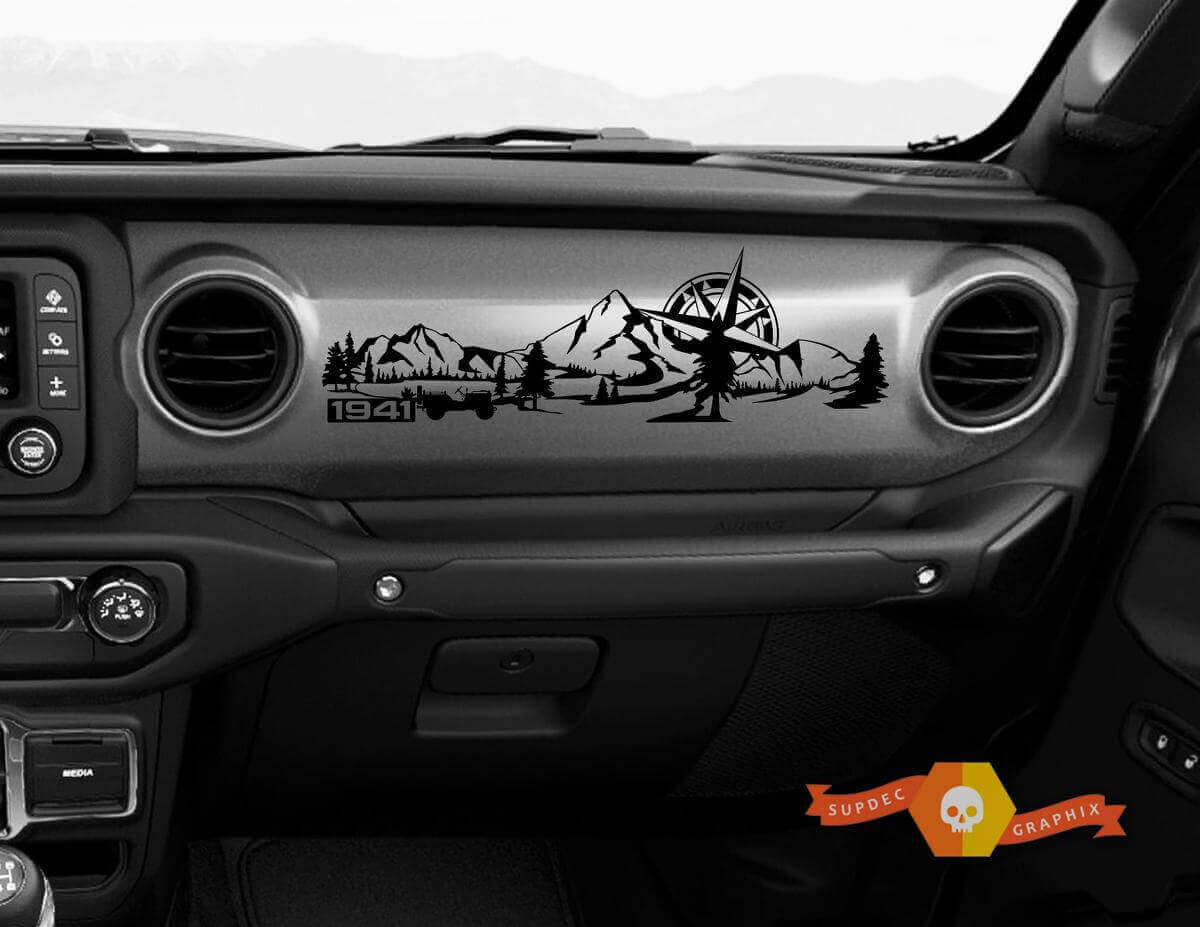 Adesivo in vinile per cruscotto Mountain 1941 Compass per Jeep Wrangler Gladiator