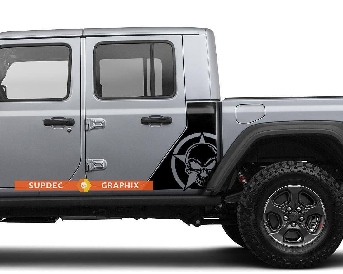 Jeep Gladiator Side Flag Skull Star decalcomania Adesivo in vinile Factory Style Body Vinyl Graphic Stripes Kit 2018-2021
