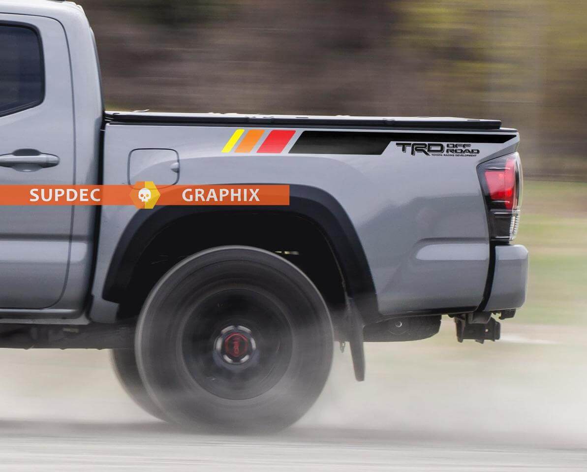 Coppia di Adesivi in Vinile Stile TRD Off Road per Parafanghi Toyota Tacoma 2016-20