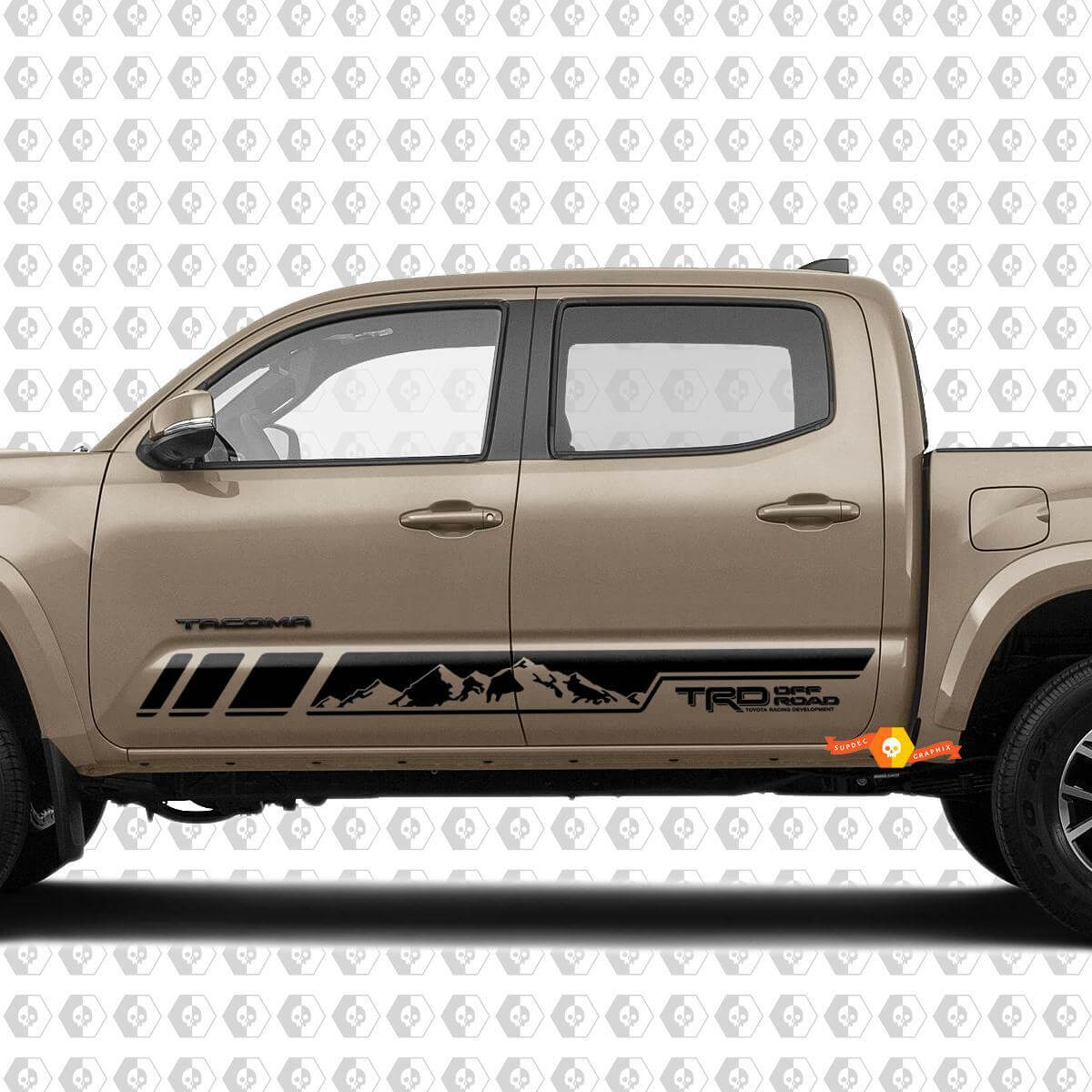 Adesivi in vinile con strisce stile montagna per pannello laterale rocker per Toyota Tacoma