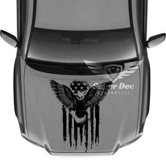 Adesivo in vinile usurato con bandiera americana Bald Eagle per cofano Toyota Tacoma Tundra