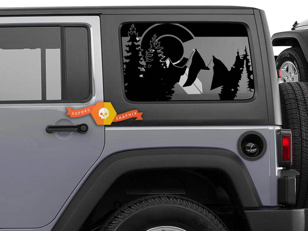 Adesivo in vinile con bandiera del Colorado per finestrino posteriore laterale Jeep Wrangler