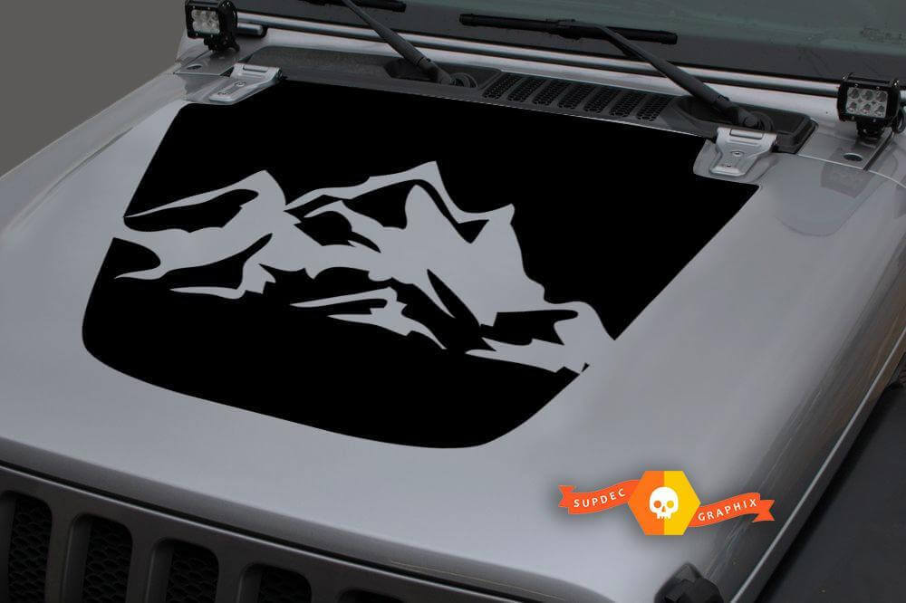 Jeep Gladiator JT Wrangler JL JLU Hood Mountains Adesivo decalcomania in vinile Kit grafico per 2018-2021
