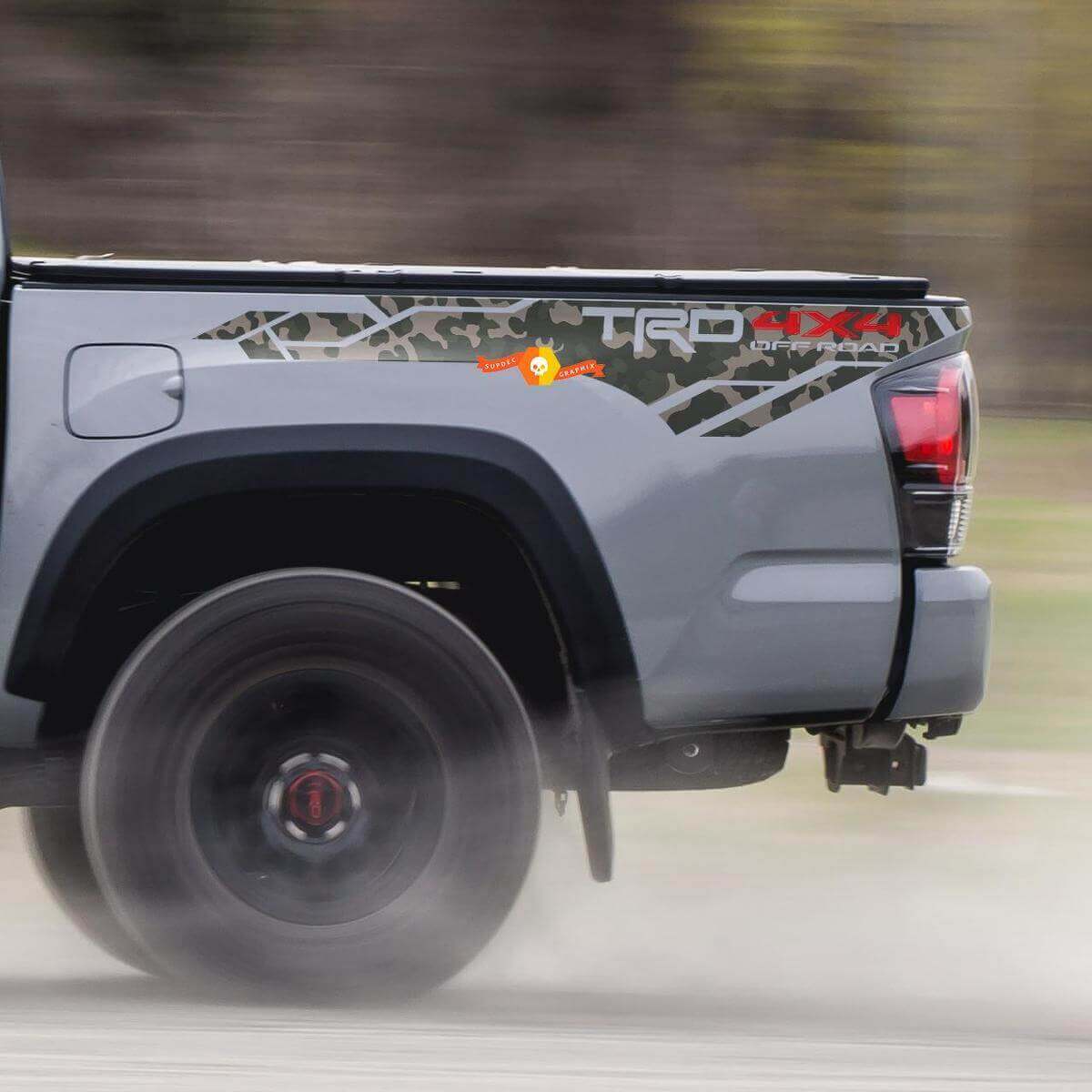 Adesivo in vinile stile mimetico TRD 4x4 Off Road per lati del cassone Toyota Tacoma 2013-2020