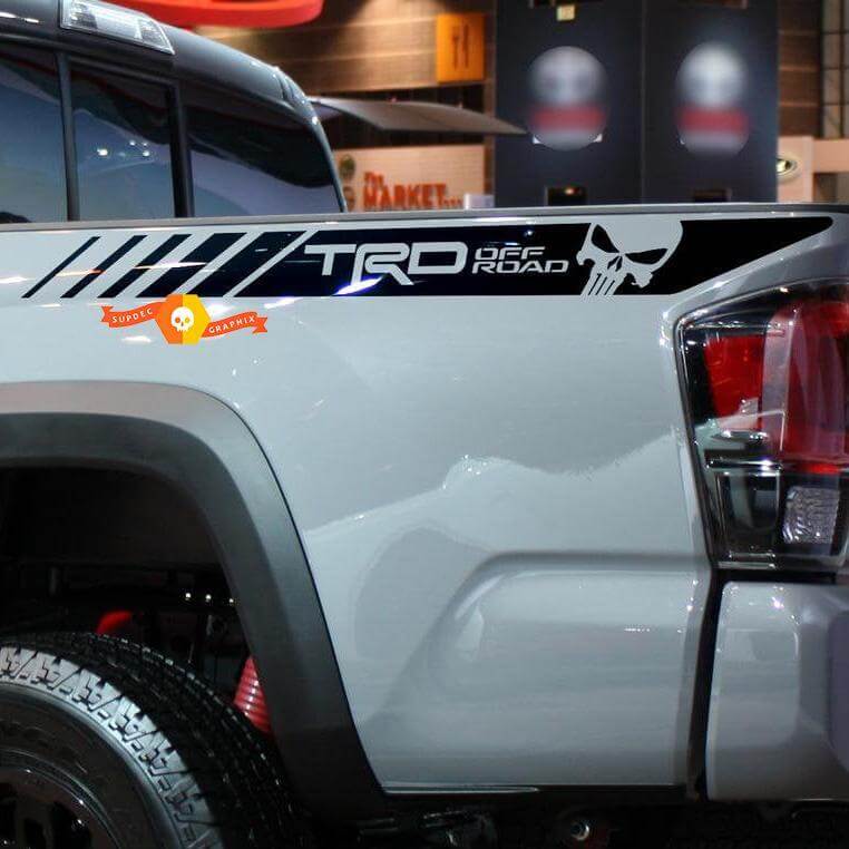 Adesivo in Vinile TRD Off Road Punisher Skull per Fiancata Toyota Tacoma 2013-2020