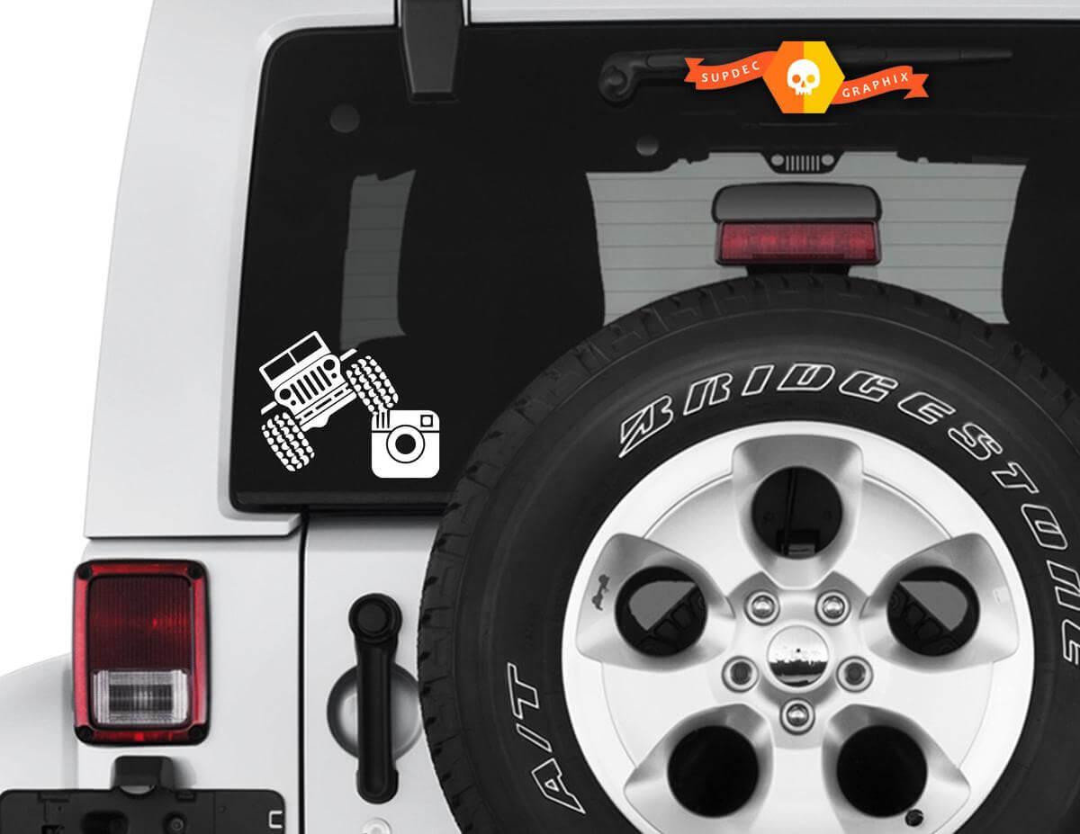 Adesivo in vinile personalizzato per lunotto posteriore con nome Instagram per Jeep Wrangler