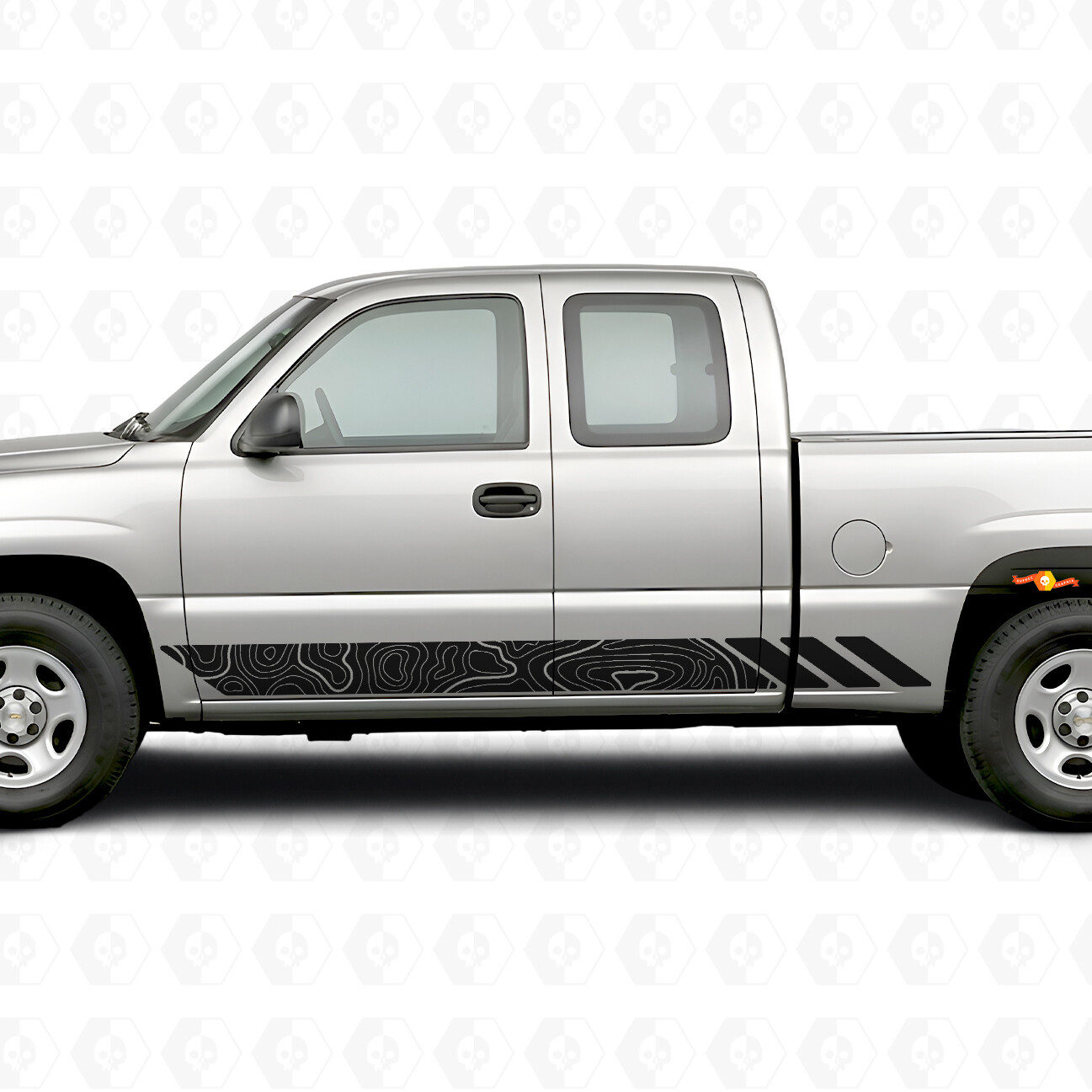 Strisce in Vinile Topografiche Contorno per Portiera e Minigonne per Chevrolet Silverado 1500 GMT800 1999-2007