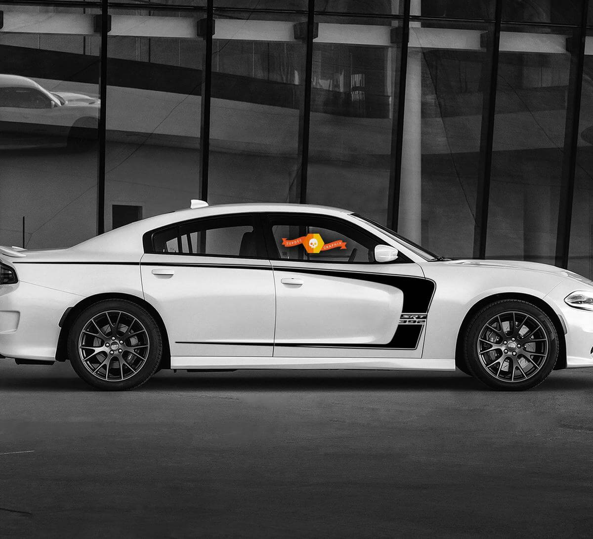 Dodge Charger C Stripe Hemi 370 SRT 392 Decal Sticker Kit grafico completo adatto ai modelli 2011-2020
