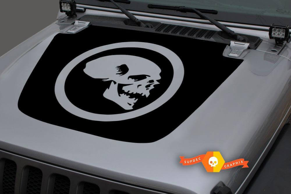 Adesivo in Vinile Teschio nel Cerchio per Cofano per Jeep Gladiator e Wrangler